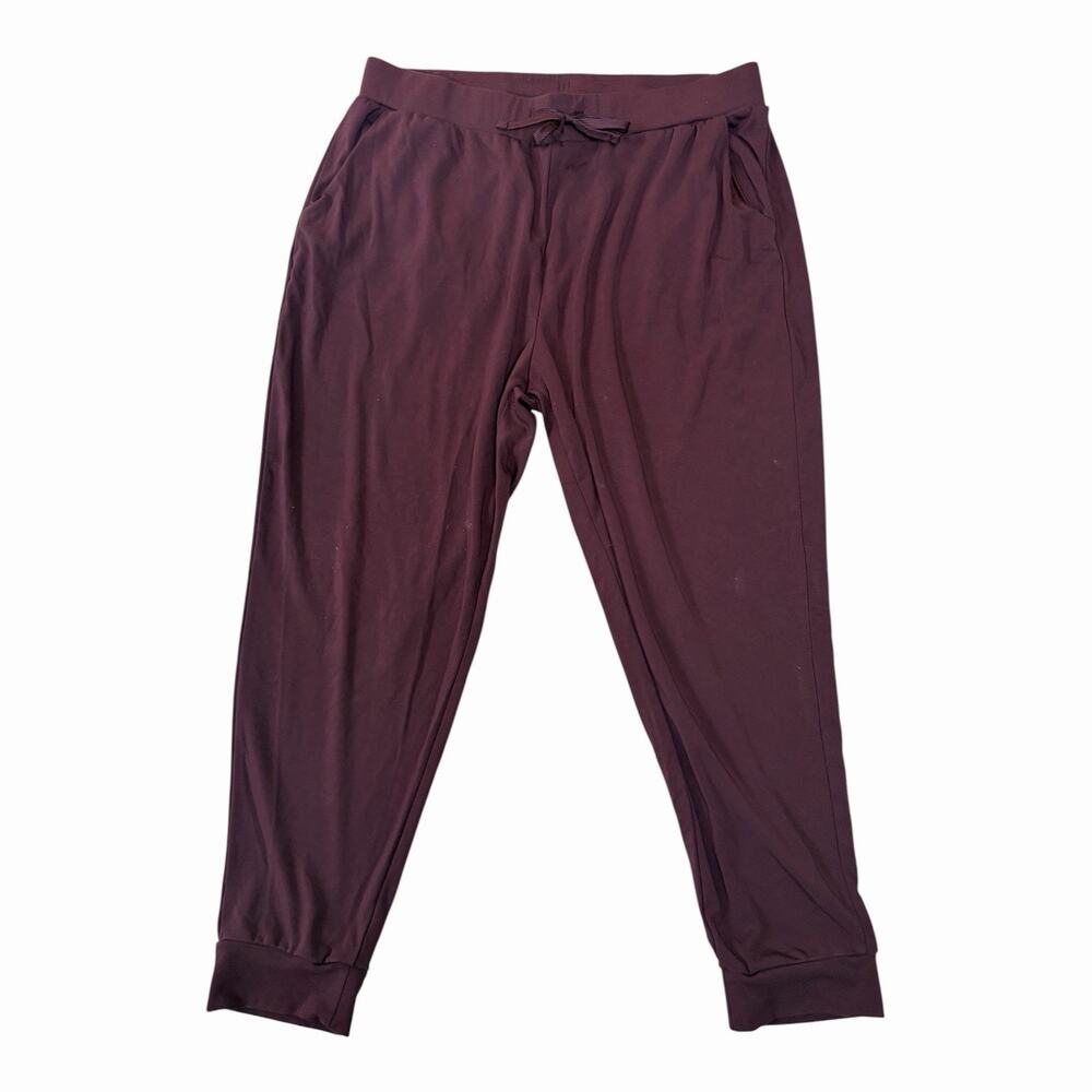 Kindred Bravely Womens Large Bamboo Jogger Pants Burgundy Lounge Stretch